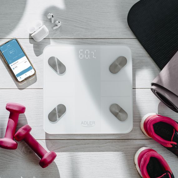 Ваги підлогові діагностичні електронні Adler AD 8186 Smart білі до 180 кг з Bluetooth та аналізом складу тіла | Зображення 7