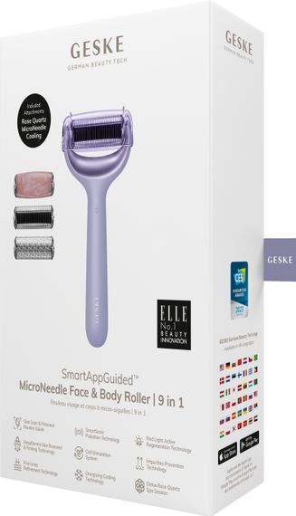 Ролер для голкової мезотерапії обличчя та тіла GESKE MicroNeedle Face&Body Roller 9в1 purple | Зображення 7