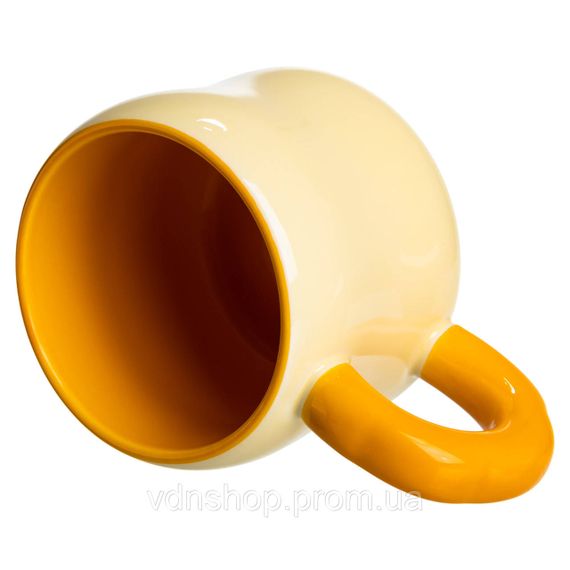 Кубок порцелянова з магнітом Бант 400 (мл) подарункова кружка прикольна чашка для дітей на подарунок Бежевий з жовтим FM-52A | Зображення 4