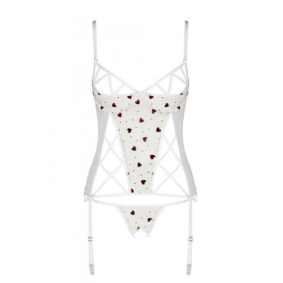 Корсет з підв'язками, стрінги Passion LOVELIA CORSET XXL/XXXL, white | Зображення 4