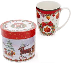 Кружка порцелянова "Різдвяний орнамент" 375мл в подарунковому тубусі
