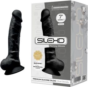 Фаллоимитатор термореактивный Silexd Model 1 (7") XD01 из силикона двойной плотности, черный sexstyle