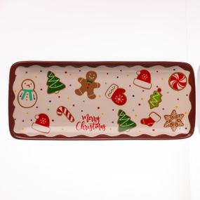 Блюдо сервірувальне новорічне для закусок Merry Christmas 34×14×2 (см) блюдо прямокутне різдвяне з порцеляни CR-1-38