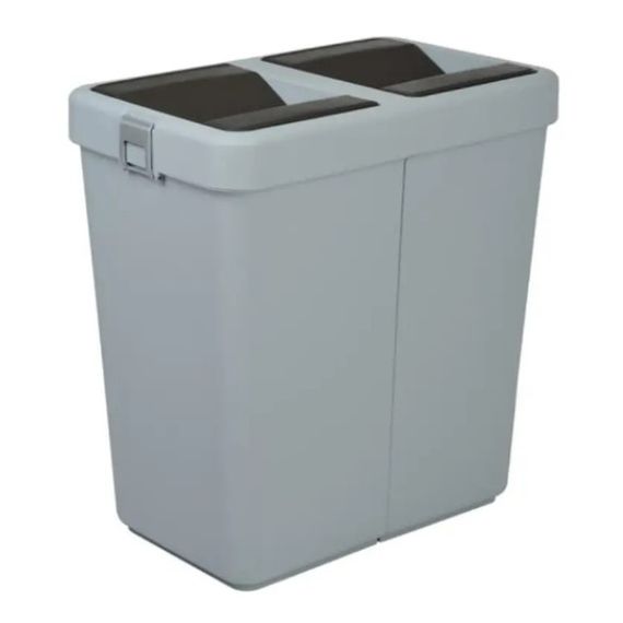 Відро для сміття Motek на 40 л + 40 л з поворотною кришкою 55х35.5х59 см Сіре (COB-414)