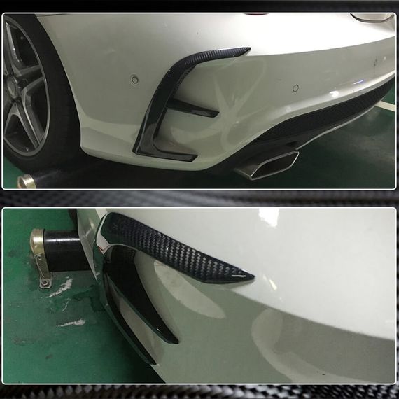 Накладки на задній бампер (для AMG-Line / CLA45 AMG SD 2013-2016, Карбон) для Mercedes CLA C117 рр | Зображення 3