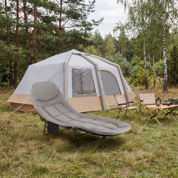 Шезлонг-кровать туристический Outtec Sun Zen раскладной мягкий с матрасом серый | Зображення 4