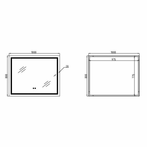 Дзеркало Qtap Mideya (DC-F614) 1000х800 з LED-підсвічуванням Touch, з антизапотіванням, димером QT2078F614W | Зображення 1