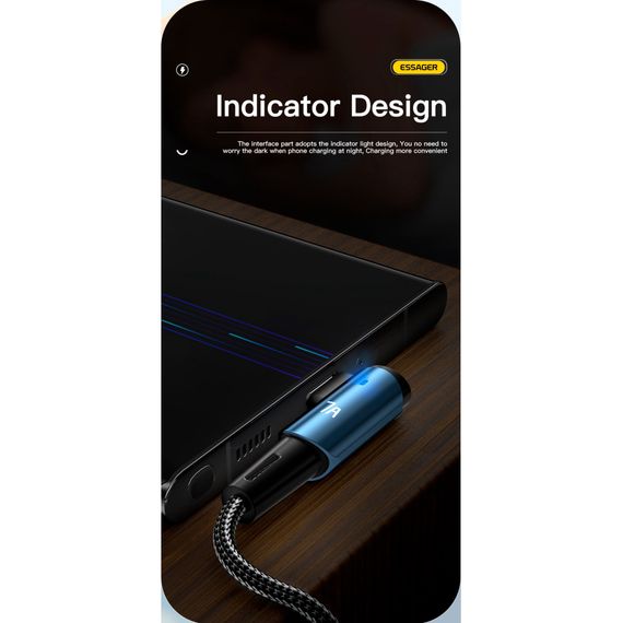 Дата кабель USB 2.0 AM to USB-C 2.0m 100W blue Essager (EXCWT7A-CGA03-P) | Зображення 4