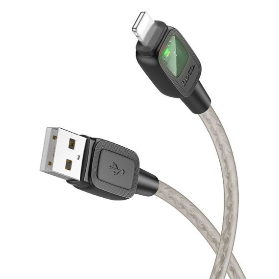 Дата кабель Hoco U124 Stone silicone power-off USB to Lightning (1.2m) Black | Зображення 1