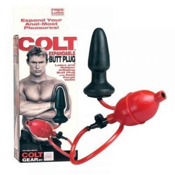 Надувна анальна пробка з грушею та присоскою CalExotics COLT Butt Plug, чорна, 10 × 4 см Sex Aura | Зображення 5