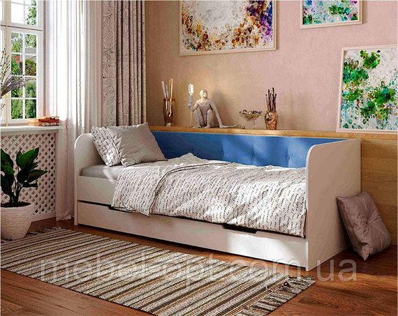 Ліжко односпальне Valencia велюр Sky Blue (блакитний) спальне місце 1900х800 мм із шухлядою для білизни | Зображення 1