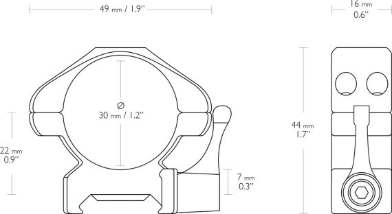 Кільця швидкознімні Hawke Precision Steel. d - 30 мм. Medium. Weaver/Picatinny | Зображення 1