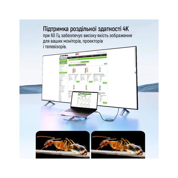 Дата кабель USB-C to USB-C 1.0m USB3.2 (20Gbps 4K PD100W) Gen2 5А black ColorWay (CW-CBPDCC062-BK) | Зображення 8