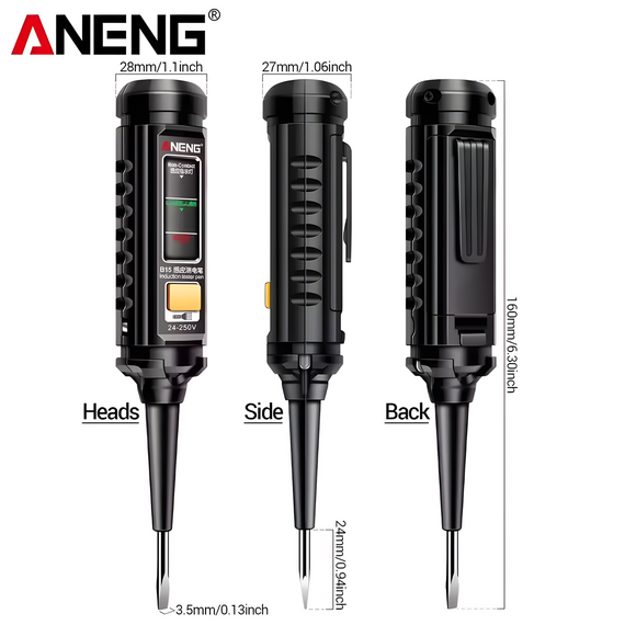 Індикаторна викрутка ANENG B15 безконтактний тестер напруги AC/DC 24-250V | Зображення 1