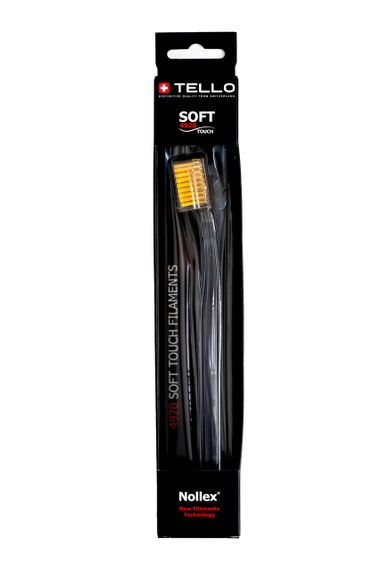 Зубна щітка Tello 4920 Soft Black, d 0.12mm, жовтий