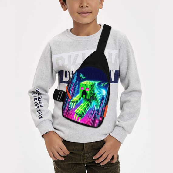 Сумка через плече дитяча Minecraft Кріпер 29х17 см сумка слінг для хлопчика (02097)