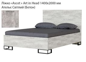 Ліжко Ascet (Аскет) Art in Head, у скандинавському стилі 1400х2000 мм колір Ательє світлий (Бетон)