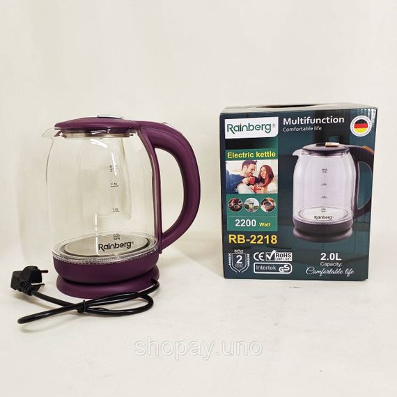 Електрочайник Rainberg RB-2218 3200Вт 2л Purple | Зображення 1