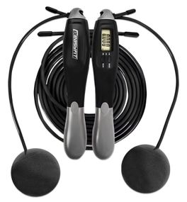 Скакалка з лічильником EasyFit TwinRope швидкісна 2,8 м чорна-сіра (EF-1909-GY)