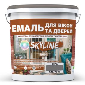 Эмаль акриловая Для Окон и Дверей SkyLine Wood Серая RAL 7046 10 л