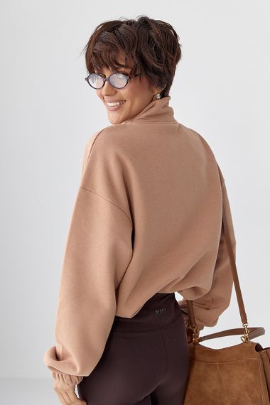 Однотонний спортивний світшот з начосом - світло-коричневий цвет, M (є розміри) | Зображення 1