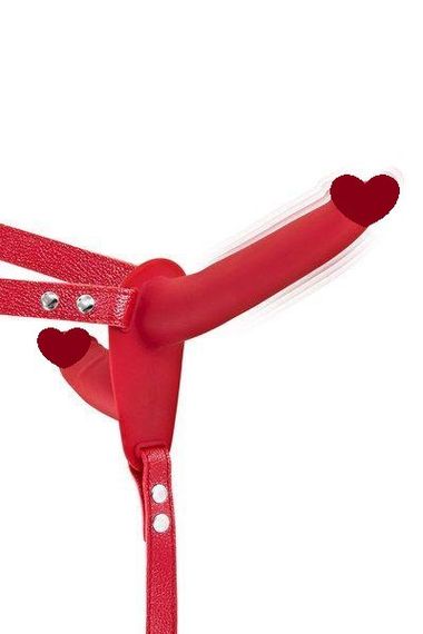 Подвійний страпон з вібрацією Fetish Tentation Vibrating Strap-On with Double Dildo Red Sex Aura