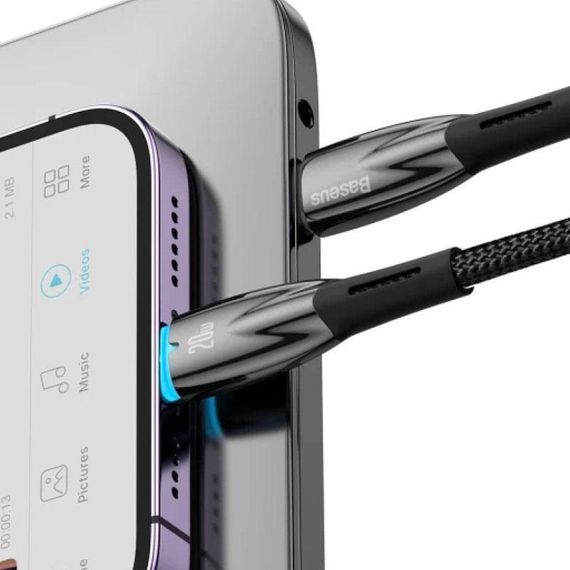 Дата кабель Baseus Glimmer Series Fast Charging Data Cable Type-C to Lightning 20W 1m (CADH000001) Black | Зображення 2