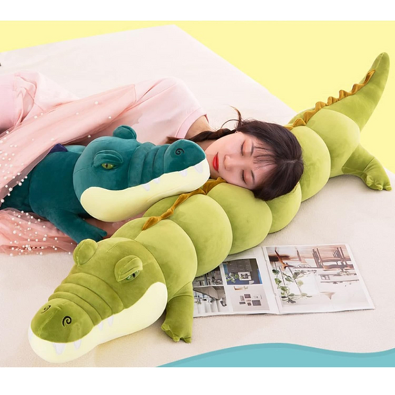 М'яка інтер'єрна іграшка Крокодил 100 см, великий зелений крокодил подушка для сну та відпочинку | Зображення 1
