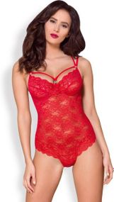 Боді червоний Obsessive 860-TED-3 Teddy red L / XL, Червоний, L/XL