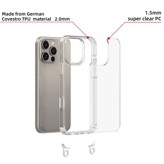 Чехол TPU Transparent with Straps для Apple iPhone 12 Pro / 12 (6.1") Light Purple | Зображення 3