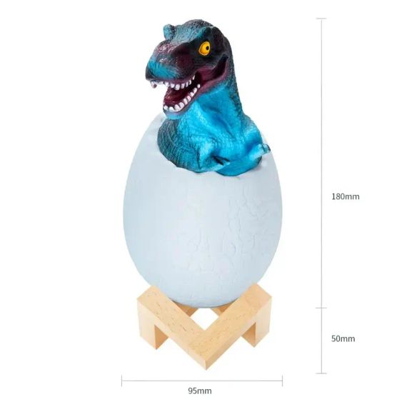 Дитячий світильник SUNROZ 3D Dinosaur Lamp лампа-нічник "Динозаврик у яйці" з пультом ДУ | Зображення 6