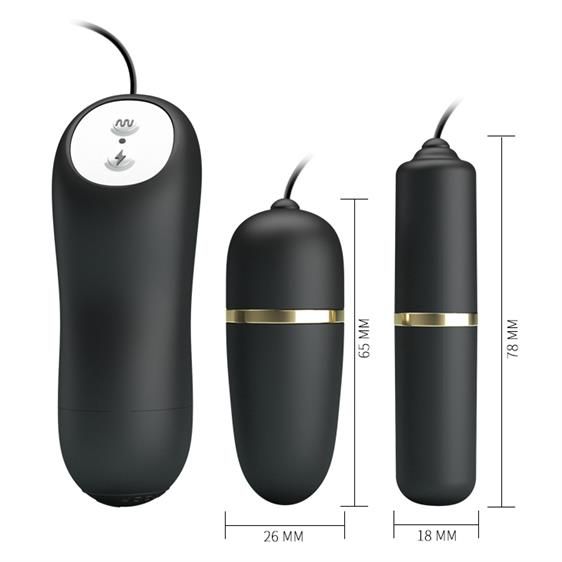 Віброяйце з вібропулею - Pretty Love Electric Stimulation Double Vibro-Bullets Black | Зображення 1
