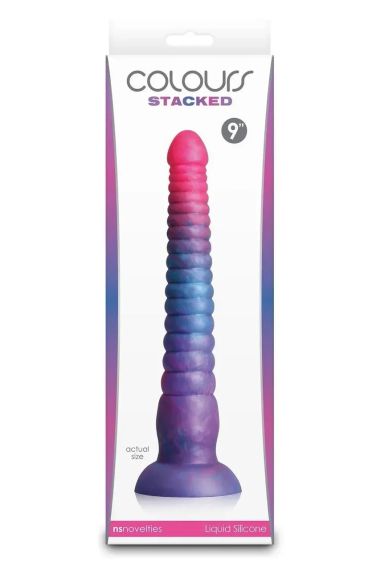 Фалоімітатор NS Novelties Colours Stacked рідкий силікон, рожево-синій, 23 см Sex Aura | Зображення 2