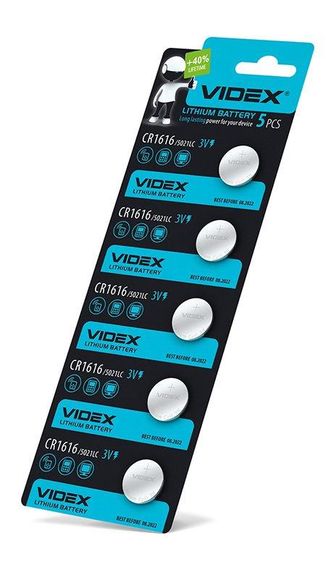 Батарейка літієва Videx CR1616 5шт BLISTER CARD | Зображення 1