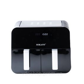 Аэрофритюрница SOKANY SK-10005 на 10 литров, с двумя отделениями 2400 Вт черная