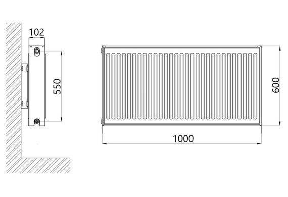 Радіатор сталевий Thermo Alliance IMAS 22 тип 600x1000 мм нижнє підключення (TAI226001000V) | Зображення 1