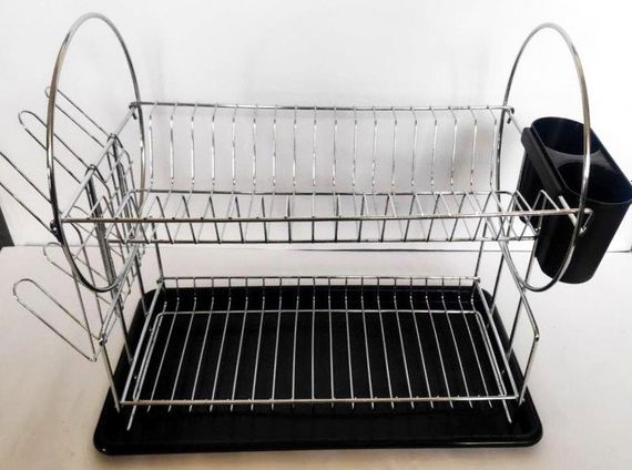 Сушарка для посуду Dish Rack WL-2605 сушка двоярусна з піддоном та відсіком для приладів | Зображення 2