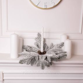 Штучний підсвічник вінок Новорічний з декором засніженим на 1 свічку SOK-O-4