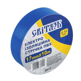 Електроізоляційна стрічка Світязь 38012, ПВХ, 0,15 мм x 17 мм x 10 м, синя