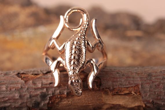 Кольцо с ящерицей из красного золота 15.5 | Зображення 4