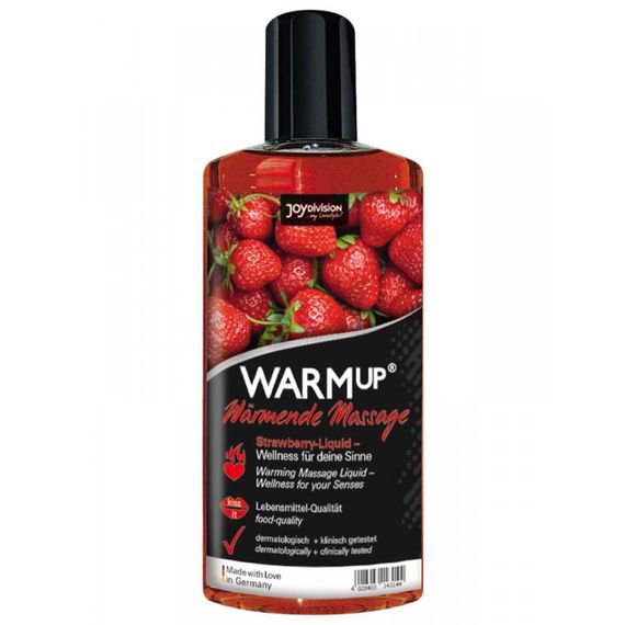 Розігріваюча їстівна масажна олія WARMup Strawberry, 150 мл | Зображення 1