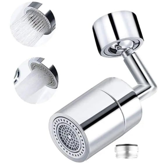 Насадка на кран Water для змішувача Металевий аератор поворотна головка на 720 градусів з 2 режимами вигнутий обертовий | Зображення 2