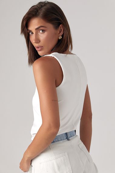 Эластичная женская майка - молочный цвет, L (есть размеры) | Зображення 1