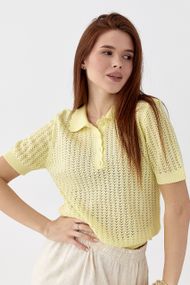 Ажурне поло з хвилеподібним коміром - лимонний цвет, ONE SIZE (є розміри)