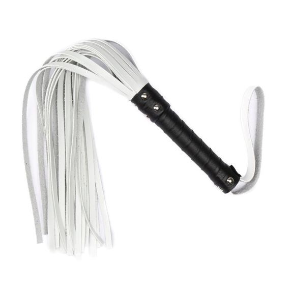 Кнут Flirty, эко-кожа с кожаной ручкой, белый, 60 см sexstyle