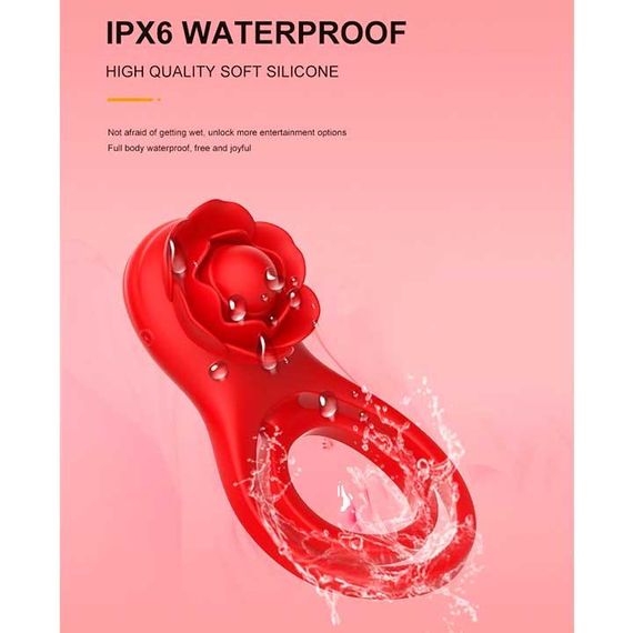 Смарт виброкольцо на пенис и мошонку Love Spouse "Роза" красный | Зображення 3