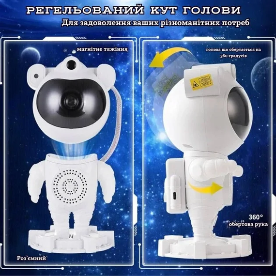 Ночник проектор зоряного неба Астронавт із Bluetooth колонкою Sky Star Astronaut Bambi ZZ-202 | Зображення 3