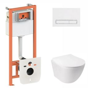 Набір Qtap Nest 4 в 1 підвісний унітаз Jay Ultra Quiet 485x360x320 + комплект інсталяції QT07335177W45141