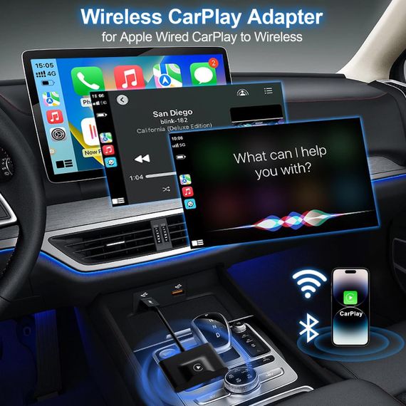Беспроводной адаптер CarPlay URJD карплей в беспроводной быстрое подключение совместимость с iPhone iOS 10+ | Зображення 5