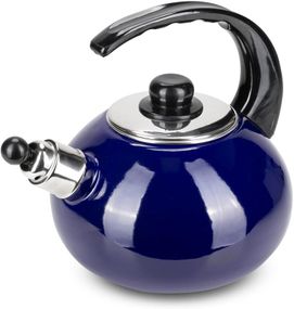 Чайник емальований Kamille "Boiling Water" 2.5л зі свистком, синій глянець